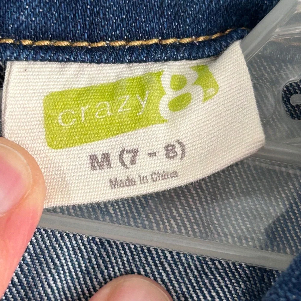 Crazy 8 Kids Medium Wash Denim Trucker Jacket Size M 7-8 Stretch Blue Coat